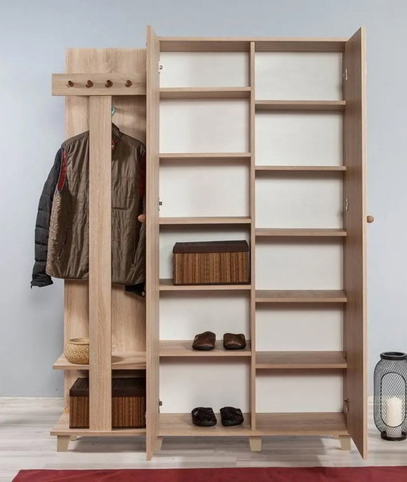Hanah Home Consola de Entrada 135-727 Roble Sonoma 135x192x36 cm Mueble de Pasillo con Estantes
